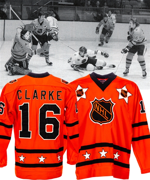 Bobby Clarkes 1973 NHL All-Star Game "West Division All-Stars" Game-Worn Jersey and Official Framed Team Photo (13 ½” x 15 ½”) 