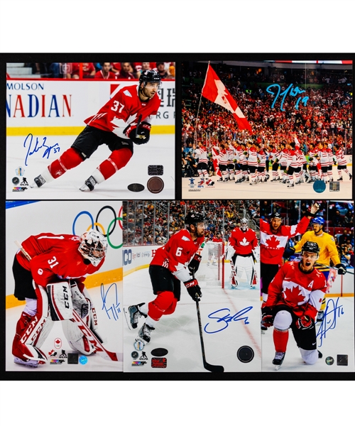 Team Canada Hockey Single-Signed Photo Collection of 14 with COAs Including Bergeron, Marchand, Price, Toews, Weber, Burns, Iginla, Thornton and Others
