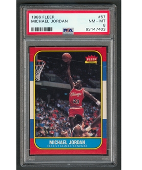 1986-87 Fleer Basketball Card #57 Michael Jordan Rookie - Graded PSA 8