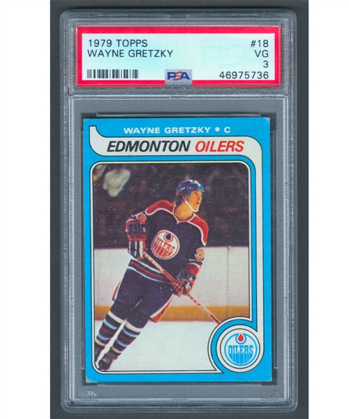 1979-80 Topps Hockey Card #18 HOFer Wayne Gretzky Rookie - Graded PSA 3