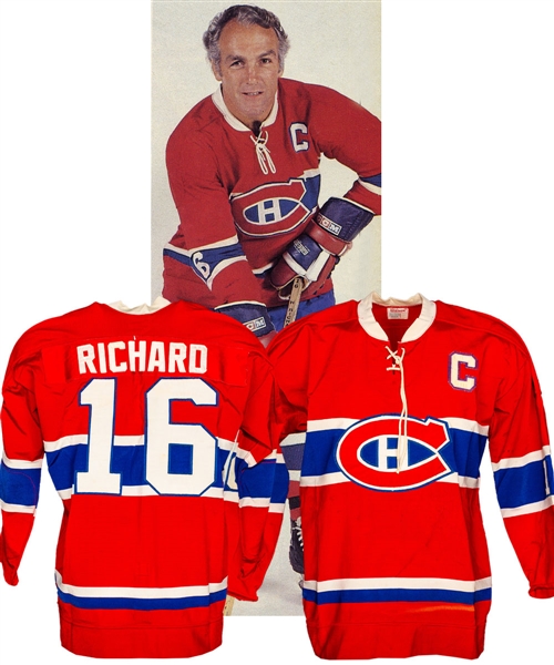Henri Richards 1973-74 Montreal Canadiens Game-Worn Jersey with His Signed LOA - Team Repairs! - Photo-Matched!