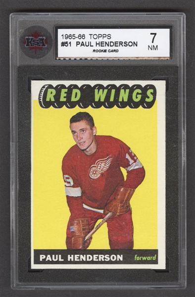 1965-66 Topps Hockey Card #51 Paul Henderson Rookie - Graded KSA 7