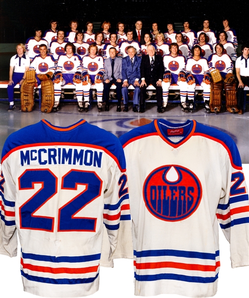 Jim McCrimmons 1974-75 WHA Edmonton Oilers Game-Worn Jersey - Team Repairs!  