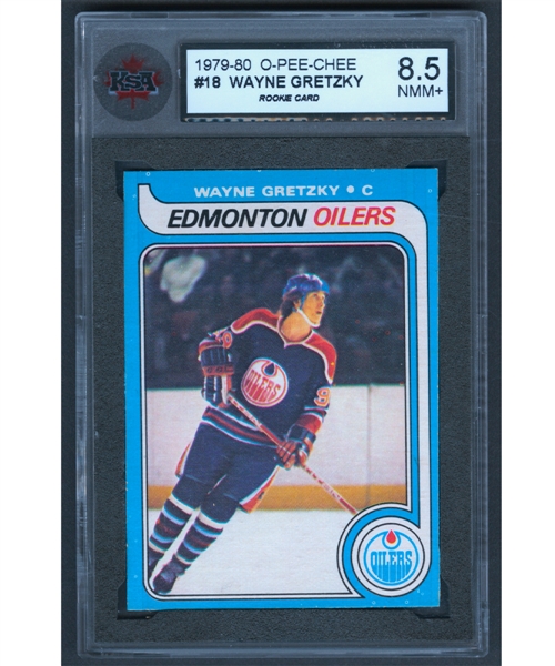 1979-80 O-Pee-Chee Hockey Card #18 HOFer Wayne Gretzky Rookie - Graded KSA 8.5