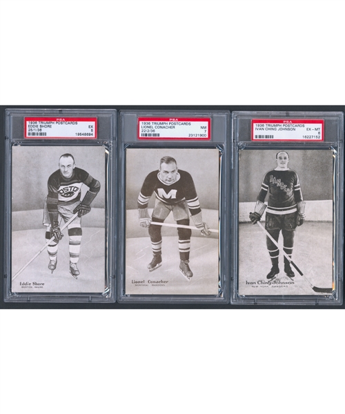 1936 Triumph Hockey Postcard PSA-Graded Complete Set of 10 - Second Current Finest PSA Set!