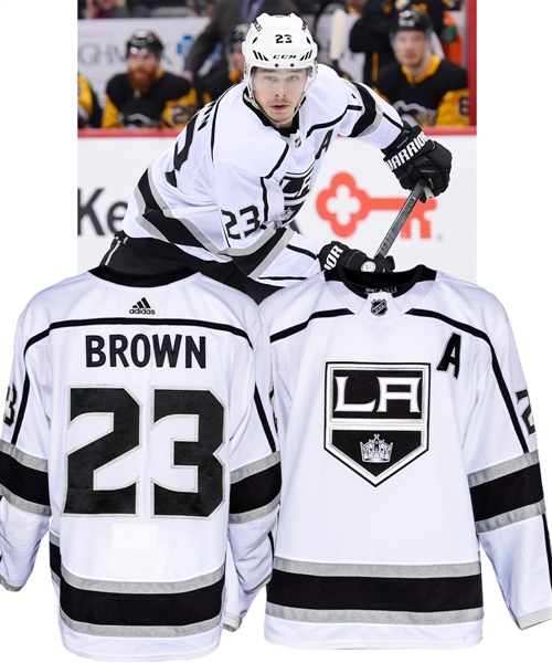 Dustin Browns 2017-18 Los Angeles Kings Game-Worn Alternate Captains Jersey with Team COA - Photo-Matched!