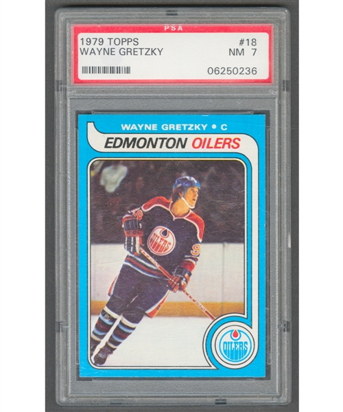 1979-80 Topps Hockey Card #18 HOFer Wayne Gretzky Rookie - Graded PSA 7
