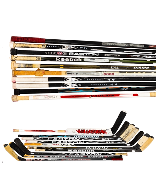 Detroit Red Wings Game-Used Stick Collection of 10 Including Shanahan, Hossa, Lang and Bertuzzi - Most with Team COAs
