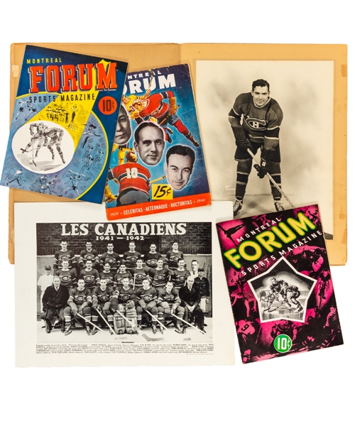 Buddy OConnors Vintage Montreal Canadiens Memorabilia Collection Including Photos and Programs with Family LOA