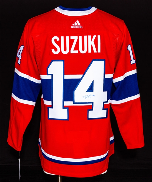 Nick Suzuki Signed Red Montreal Canadiens Adidas Pro Style Jersey with LOA