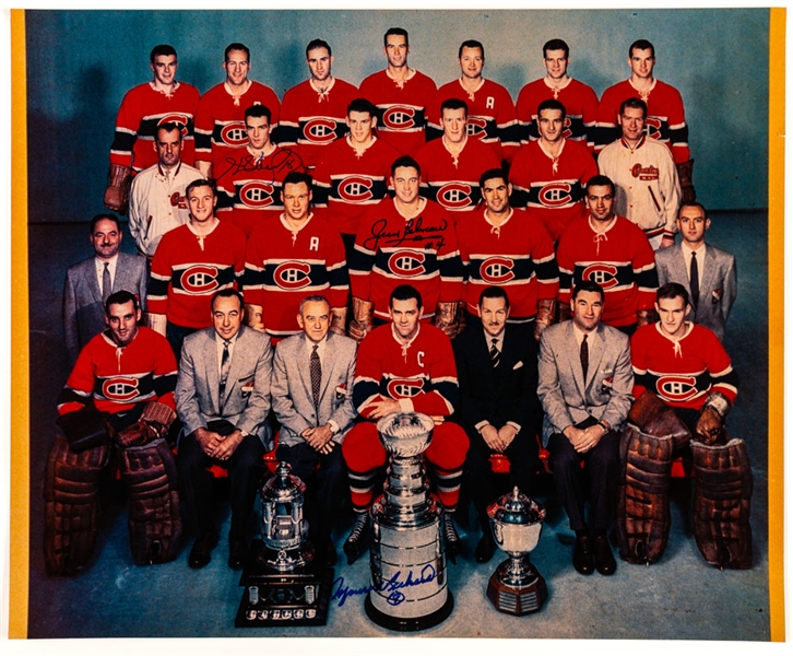 Multi Autographed 1957-58 Montreal Canadiens Club Photo With Maurice and Henri Richard
