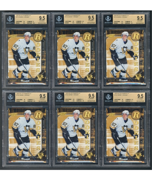 2005-06 Upper Deck Power Play Hockey Card #133 Sidney Crosby Rookie Collection of 10 - All Beckett-Graded 9.5