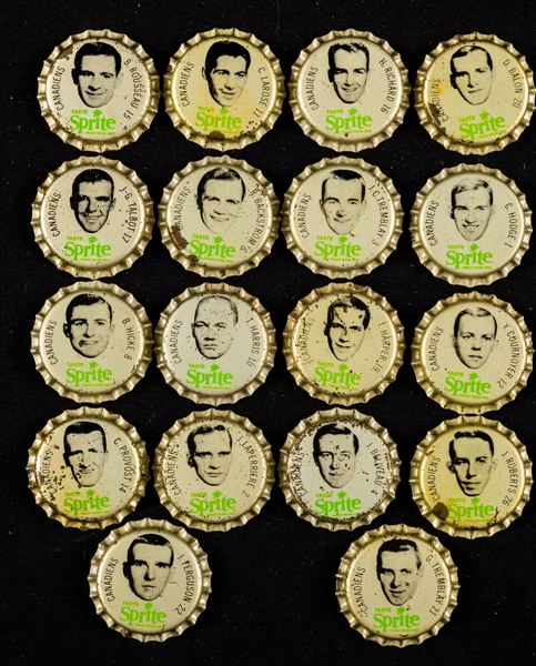 1964-65 Sprite Montreal Canadiens Bottles Caps Team Set (18 Caps)