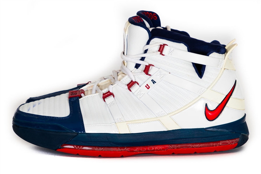 Lebron James’ 2006 FIBA World Basketball Championship Team USA Game-Worn Nike Zoom Lebron III Shoes with COA