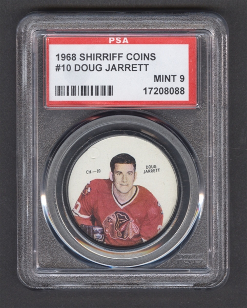 1968-69 Shirriff Hockey Coin #10 Doug Jarrett - Graded PSA 9 - Pop-4 Highest Graded!