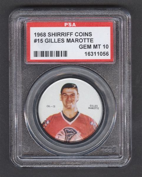1968-69 Shirriff Hockey Coin #15 Gilles Marotte SP - Graded PSA 10 - Pop-3 Highest Graded!
