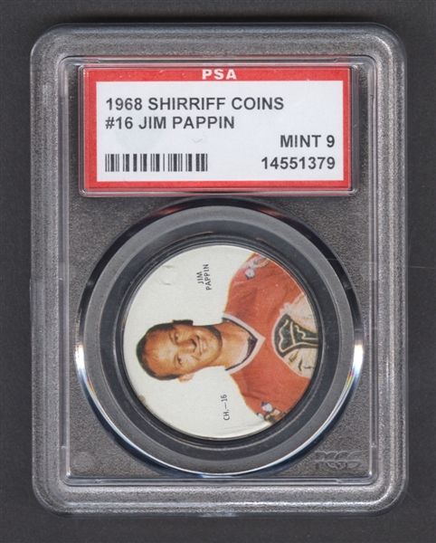 1968-69 Shirriff Hockey Coin #16 Jim Pappin SP - Graded PSA 9 - Pop-7 Highest Graded!
