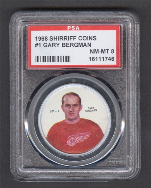 1968-69 Shirriff Hockey Coin #1 Gary Bergman - Graded PSA 8