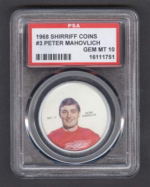 1968-69 Shirriff Hockey Coin #3 Peter Mahovlich - Graded PSA 10 - Pop-1 Highest Graded!
