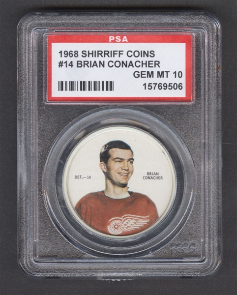 1968-69 Shirriff Hockey Coin #14 Brian Conacher SP - Graded PSA 10 - Pop-3 Highest Graded!