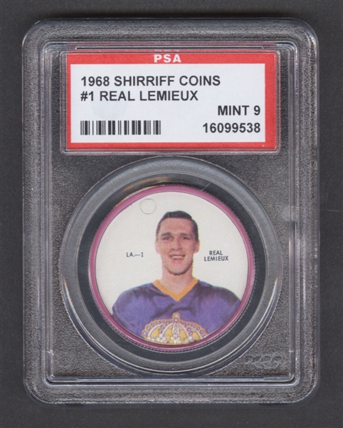1968-69 Shirriff Hockey Coin #1 Real Lemieux - Graded PSA 9