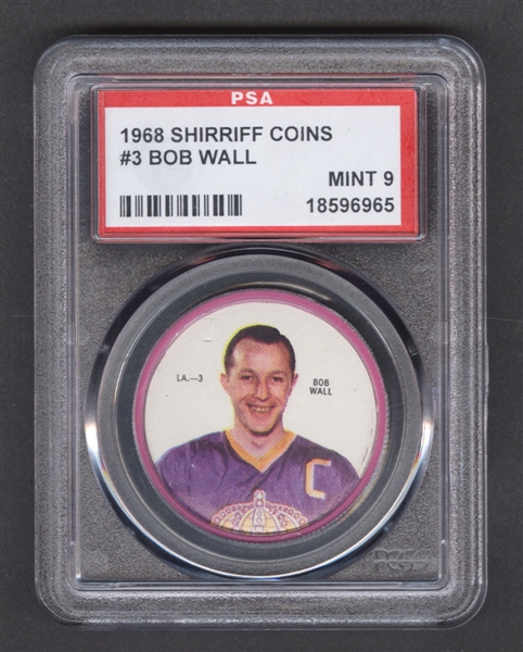 1968-69 Shirriff Hockey Coin #3 Bob Wall - Graded PSA 9