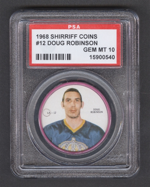 1968-69 Shirriff Hockey Coin #12 Doug Robinson SP - Graded PSA 10 - Pop-2 Highest Graded!