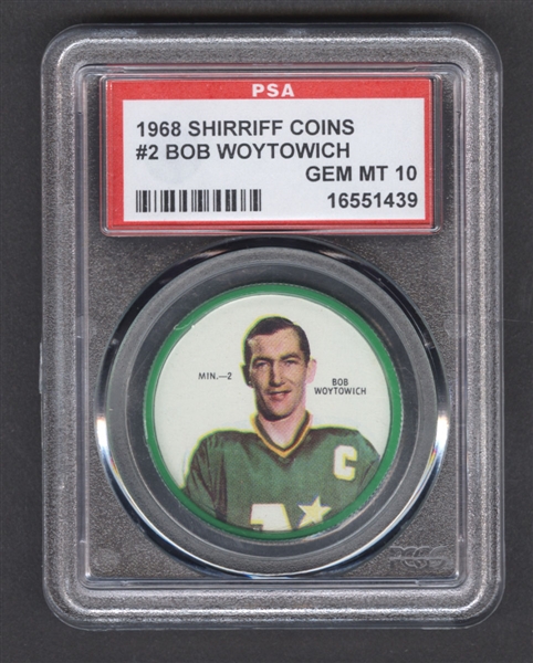 1968-69 Shirriff Hockey Coin #2 Bob Woytowich - Graded PSA 10 - Pop-1 Highest Graded!