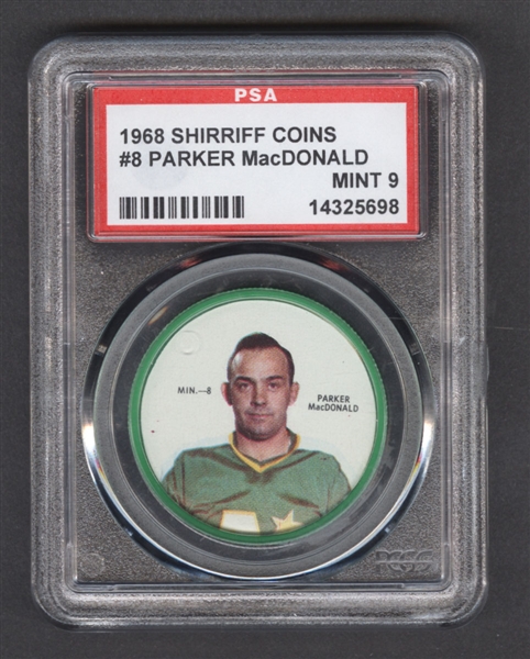 1968-69 Shirriff Hockey Coin #8 Parker MacDonald - Graded PSA 9 - Pop-9 Highest Graded!