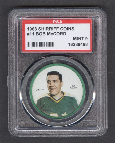 1968-69 Shirriff Hockey Coin #11 Bob McCord SP - Graded PSA 9