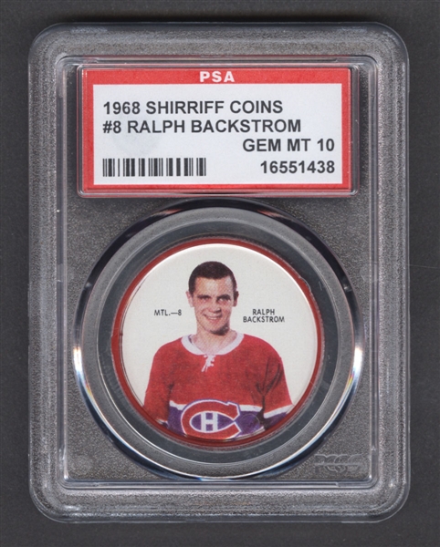 1968-69 Shirriff Hockey Coin #8 Ralph Backstrom - Graded PSA 10 - Pop-2 Highest Graded!