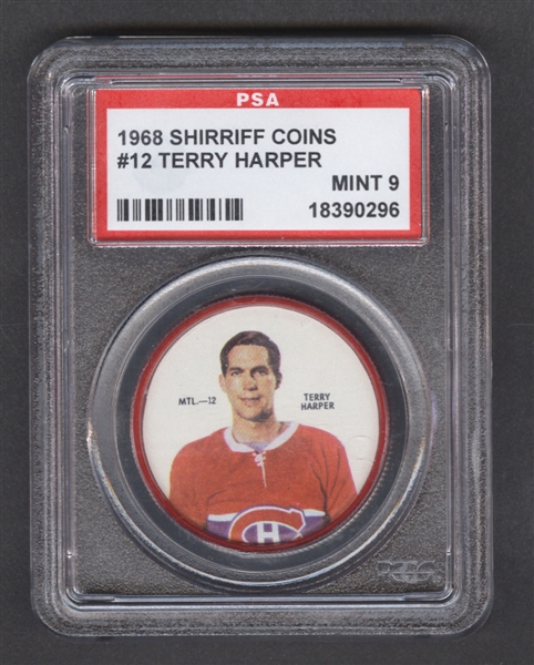 1968-69 Shirriff Hockey Coin #12 Terry Harper - Graded PSA 9