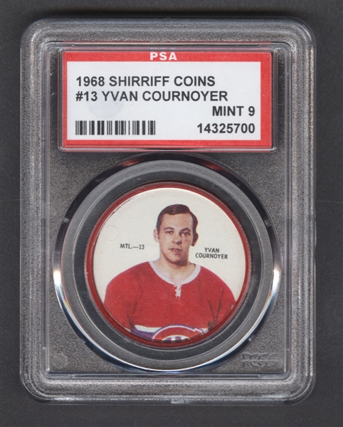 1968-69 Shirriff Hockey Coin #13 Yvan Cournoyer - Graded PSA 9 - Pop-3 Highest Graded!