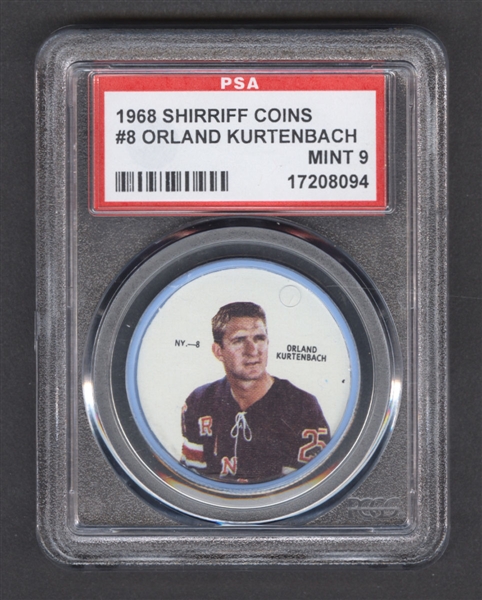 1968-69 Shirriff Hockey Coin #8 Orland Kurtenbach - Graded PSA 9 - Pop-2 Highest Graded!
