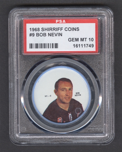 1968-69 Shirriff Hockey Coin #9 Bob Nevin - Graded PSA 10 - Pop-1 Highest Graded!