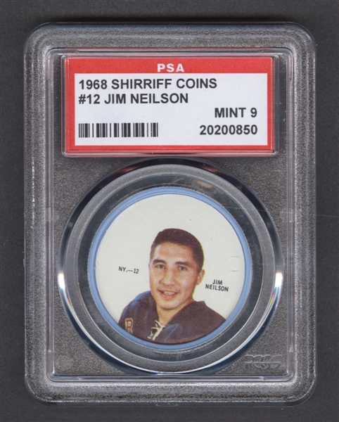 1968-69 Shirriff Hockey Coin #12 Jim Neilson - Graded PSA 9 - Pop-3 Highest Graded!