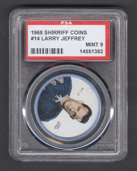 1968-69 Shirriff Hockey Coin #14 Larry Jeffrey SP - Graded PSA 9