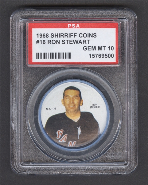 1968-69 Shirriff Hockey Coin #16 Ron Stewart SP - Graded PSA 10 - Pop-1 Highest Graded!