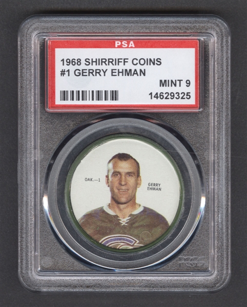 1968-69 Shirriff Hockey Coin #1 Gerry Ehman - Graded PSA 9