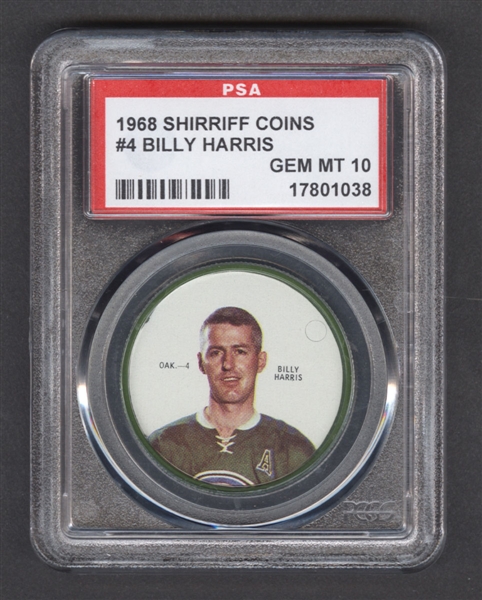 1968-69 Shirriff Hockey Coin #4 Billy Harris - Graded PSA 10 - Pop-2 Highest Graded!