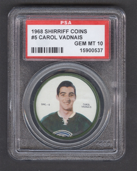 1968-69 Shirriff Hockey Coin #5 Carol Vadnais SP - Graded PSA 10 - Pop-2 Highest Graded!