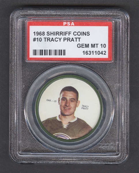 1968-69 Shirriff Hockey Coin #10 Tracy Pratt - Graded PSA 10 - Pop-4 Highest Graded!