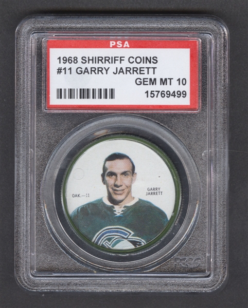 1968-69 Shirriff Hockey Coin #11 Garry Jarrett SP - Graded PSA 10 - Pop-4 Highest Graded!