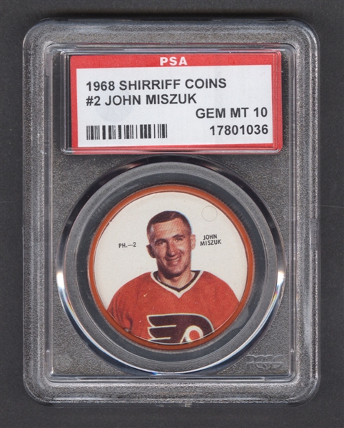 1968-69 Shirriff Hockey Coin #2 John Miszuk - Graded PSA 10 - Pop-1 Highest Graded!