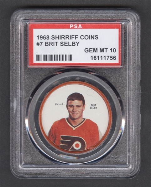 1968-69 Shirriff Hockey Coin #7 Brit Selby - Graded PSA 10 - Pop-2 Highest Graded!