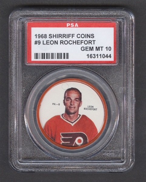 1968-69 Shirriff Hockey Coin #9 Leon Rochefort - Graded PSA 10 - Pop-1 Highest Graded!