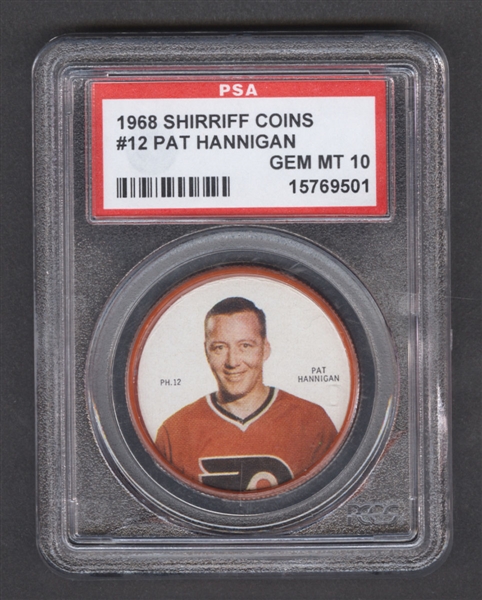 1968-69 Shirriff Hockey Coin #12 Pat Hannigan SP - Graded PSA 10 - Pop-2 Highest Graded!