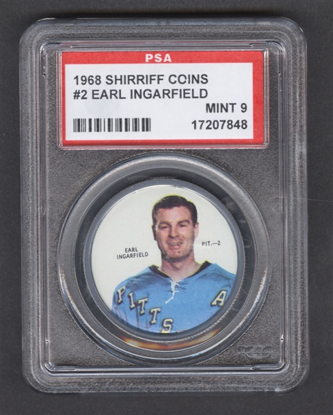 1968-69 Shirriff Hockey Coin #2 Earl Ingarfield - Graded PSA 9