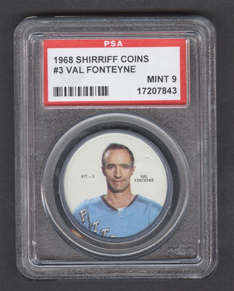 1968-69 Shirriff Hockey Coin #3 Val Fonteyne - Graded PSA 9