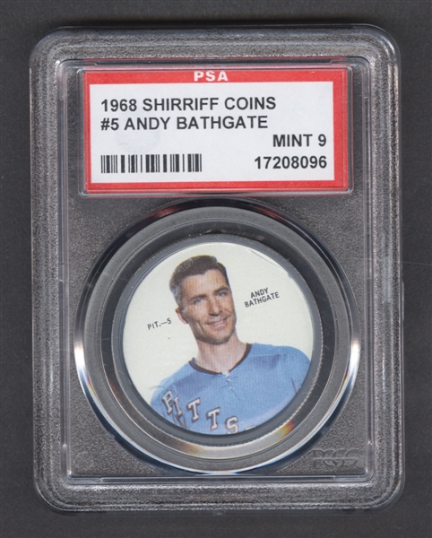 1968-69 Shirriff Hockey Coin #5 Andy Bathgate - Graded PSA 9
